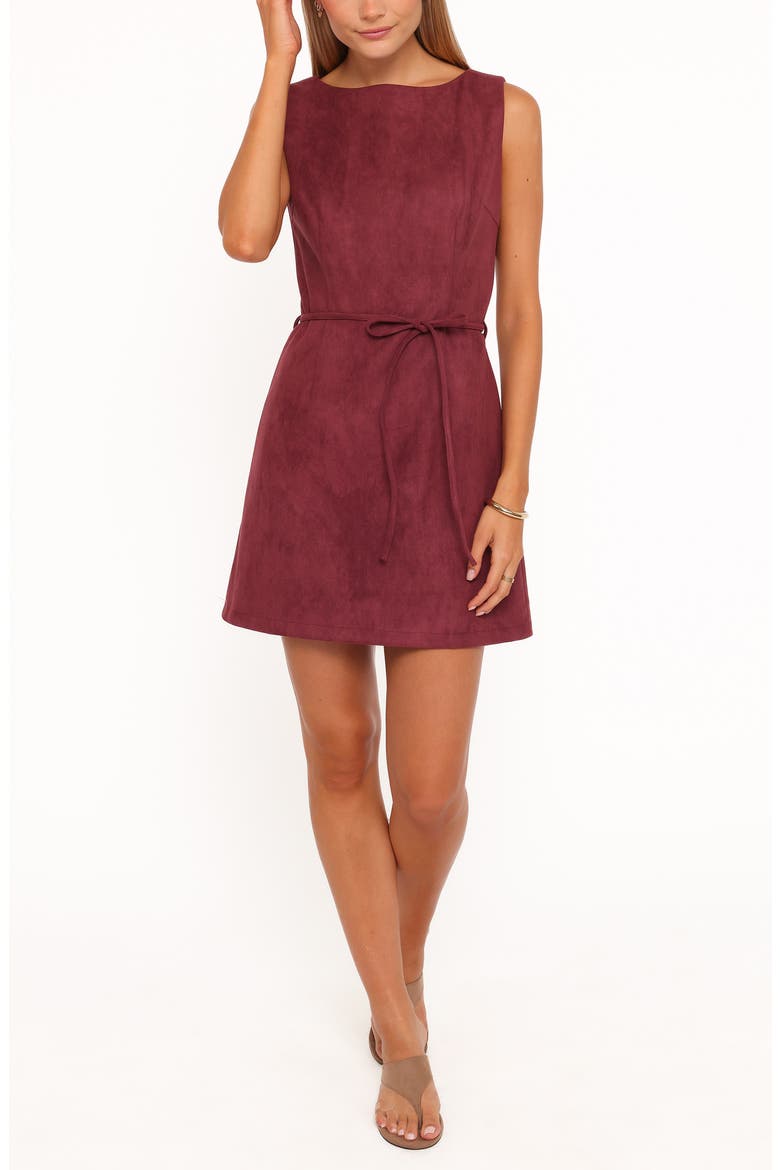 Sharna Faux Suede Minidress, Main, color, BURGUNDY