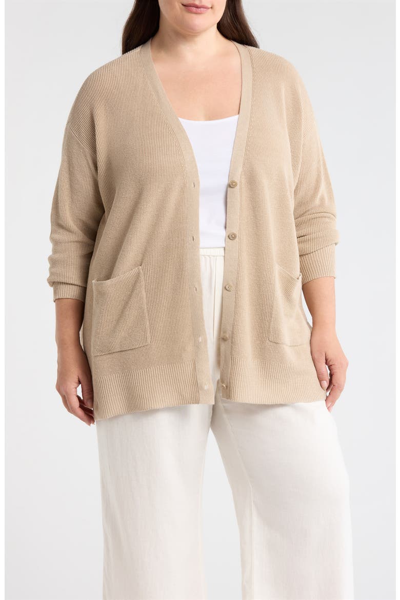 Organic Linen & Organic Cotton Cardigan, Main, color, UNDYED NATURAL