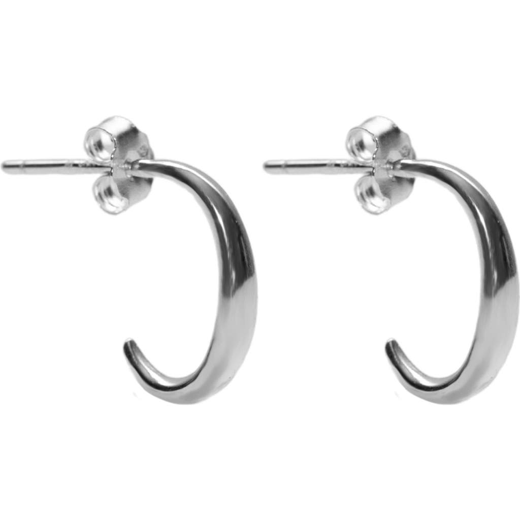 Argento Vivo Sterling Silver Small Oval J-hoop Earrings In Silver