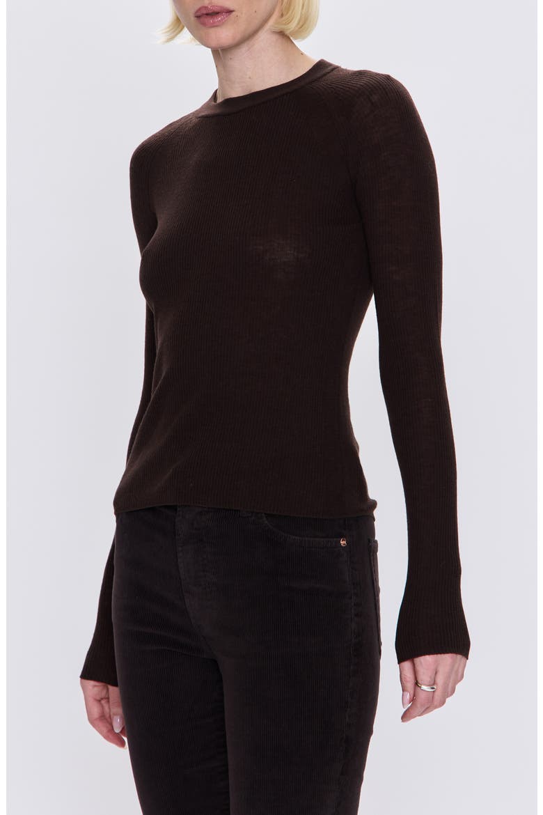Juno Rib Long Sleeve Merino Wool Blend Top, Alternate, color, MOCHA