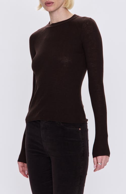 Pistola Juno Rib Long Sleeve Merino Wool Blend Top In Brown