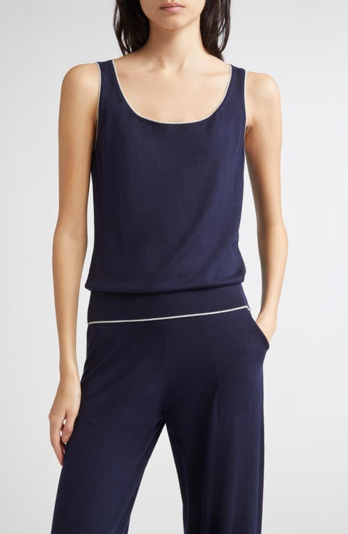 Eleventy Tipped Merino Wool Sweater Tank In Blue