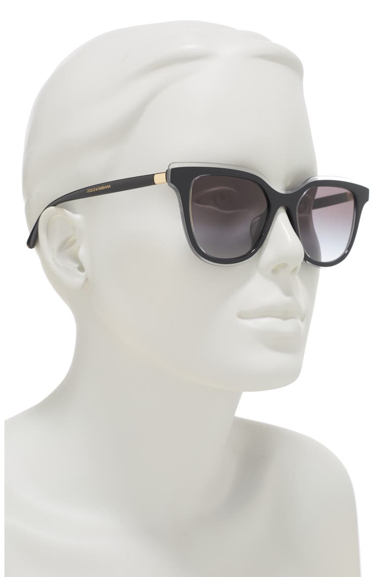 Dolce and Gabbana 51mm DNA Phantos Sunglasses, Alternate, color, TOP CRYSTAL ON BLACK