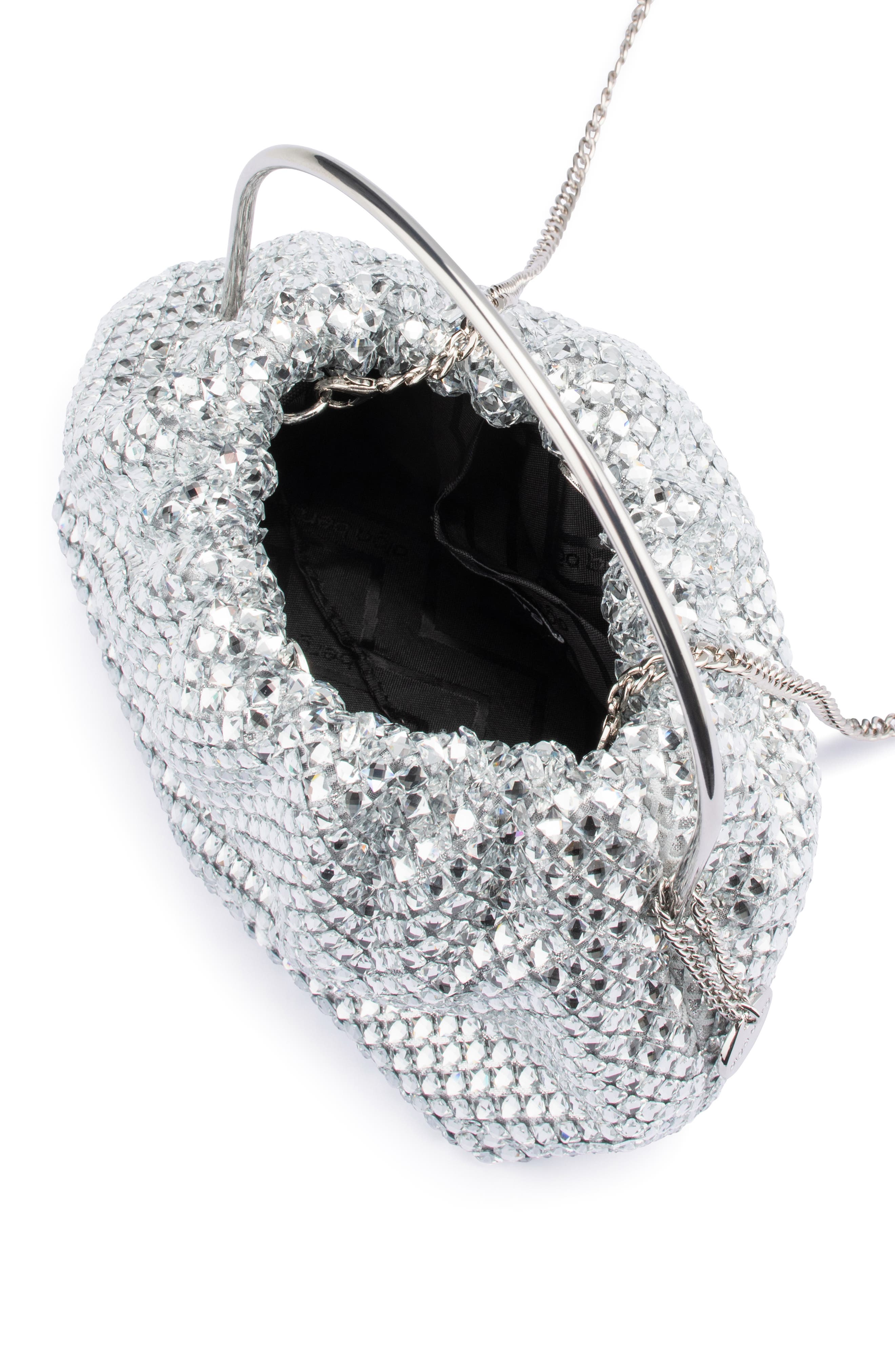 Olga Berg Whitney Crystal Top Handle Clutch, Alternate, color, Silver