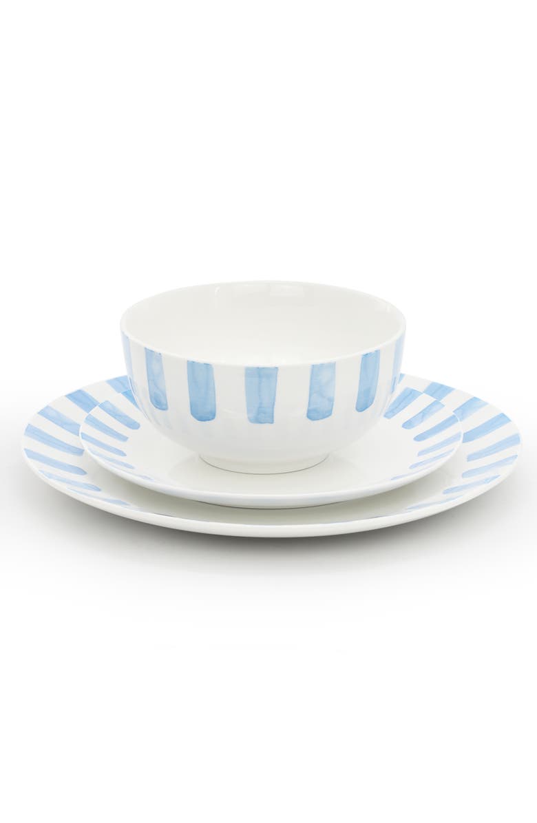 Gibson Home Pacific Waves 12 Piece Round Ceramic Dinnerware Set, Alternate, color, Blue