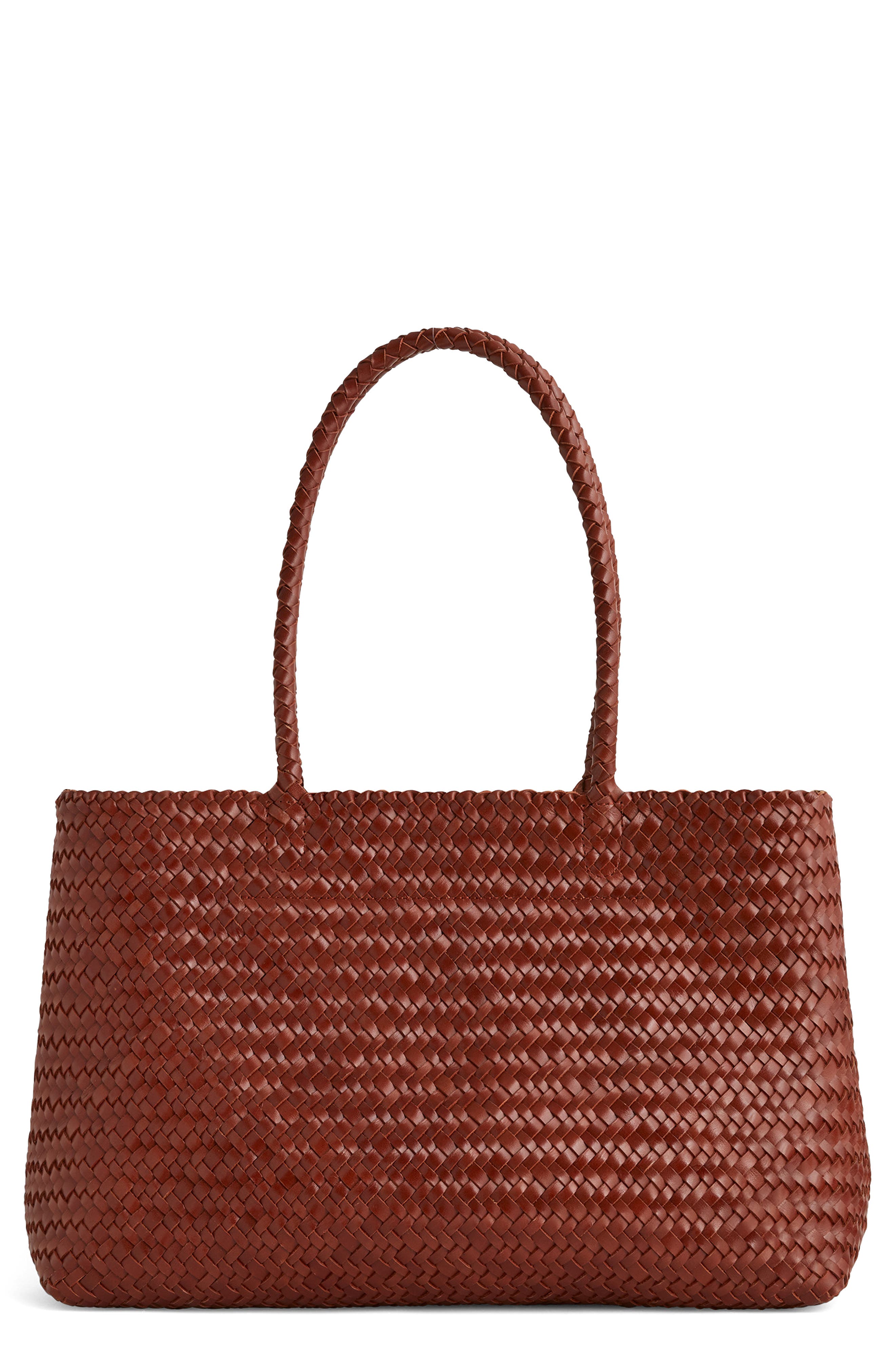 Madewell Handwoven Leather Tote, Main, color, Dusty Redwood