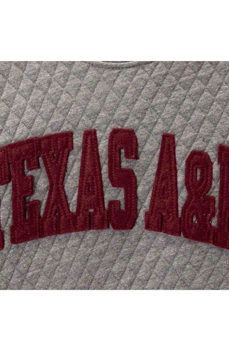 PRESSBOX Women's Pressbox Heather Charcoal Texas A&M Aggies Moose Quilted Pullover Sweatshirt, Alternate, color, Heather Gray