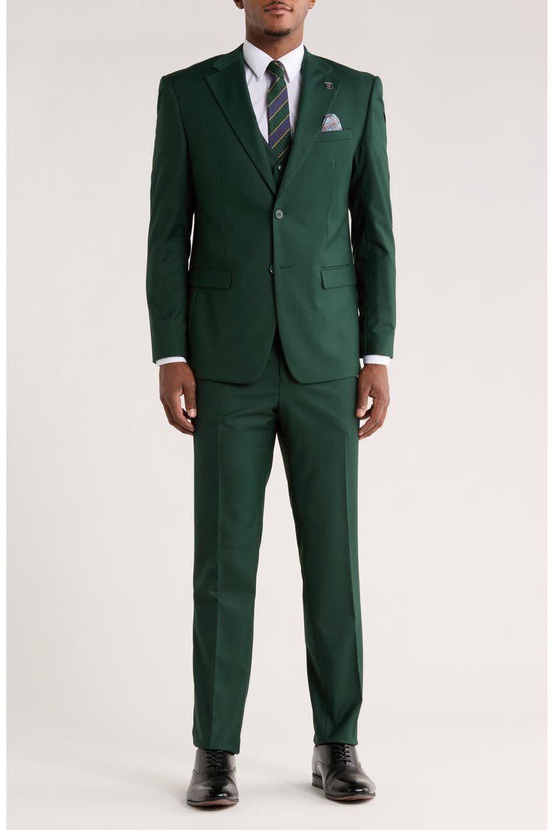 Solid Shawl Collar 3-Piece Suit, Main, color, GREEN