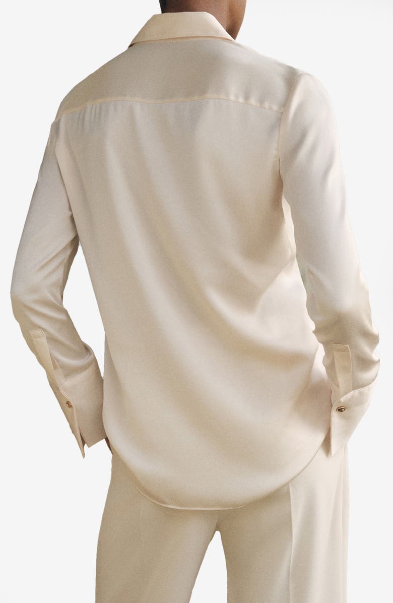 MANGO Flowy Satin Shirt, Alternate, color, Ecru