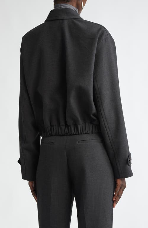 St John St. John Collection Double Face Luxe Ponte Bomber Jacket In Dark Heather Grey