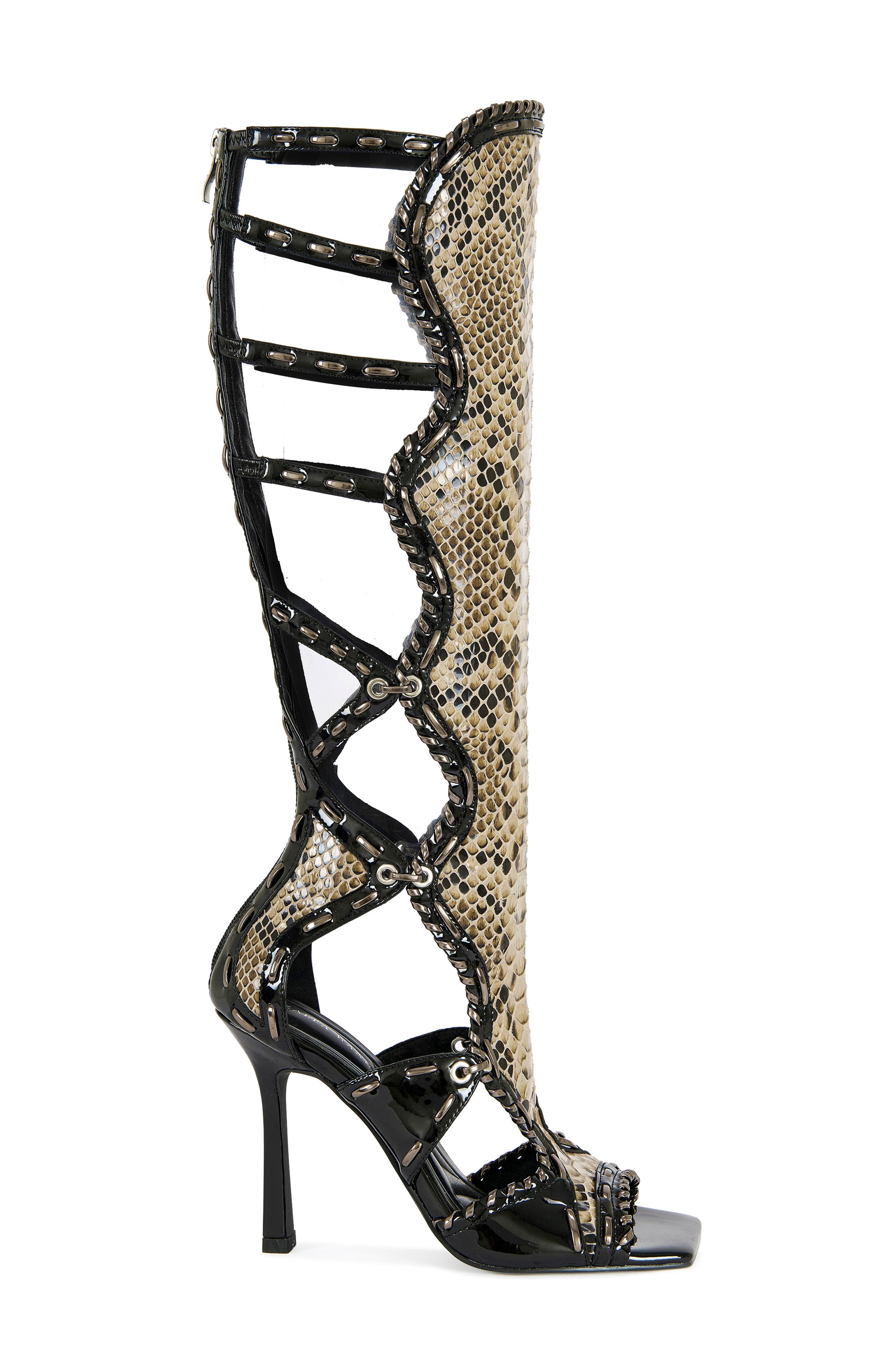 AZALEA WANG Indrani Snake Gladiator Boot, Alternate, color, Black