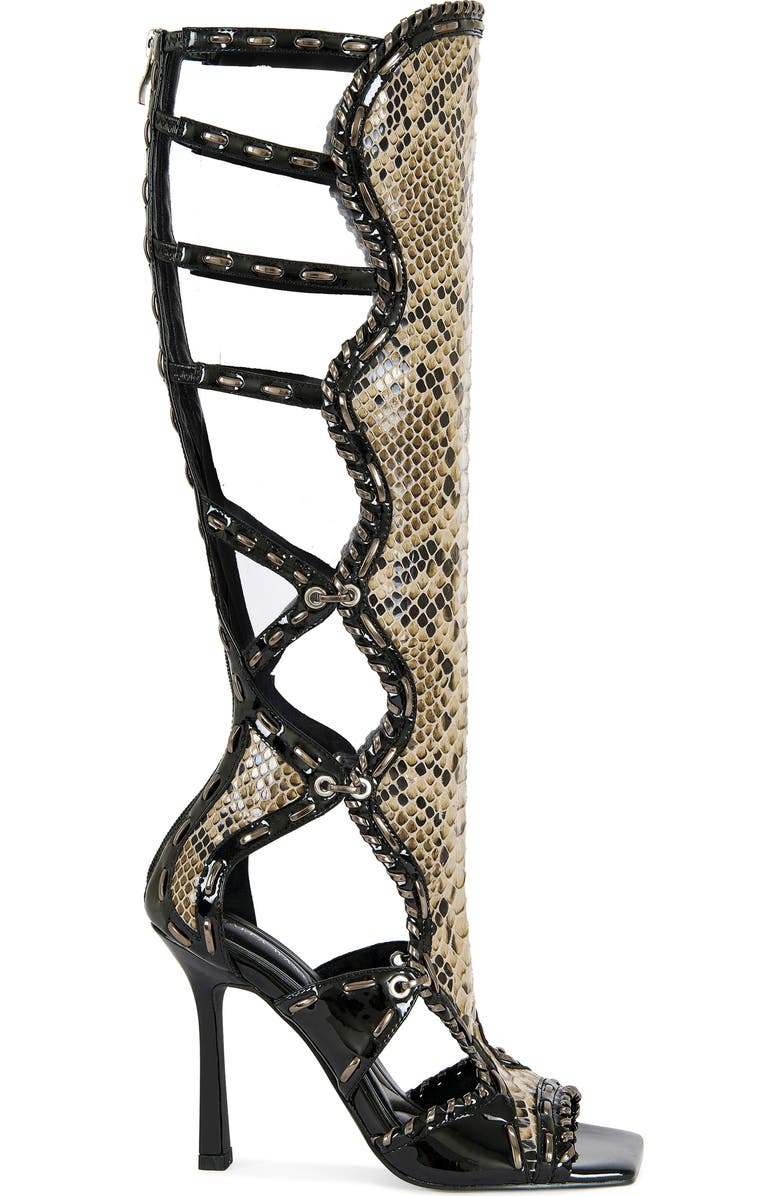 AZALEA WANG Indrani Snake Gladiator Boot, Alternate, color, Black