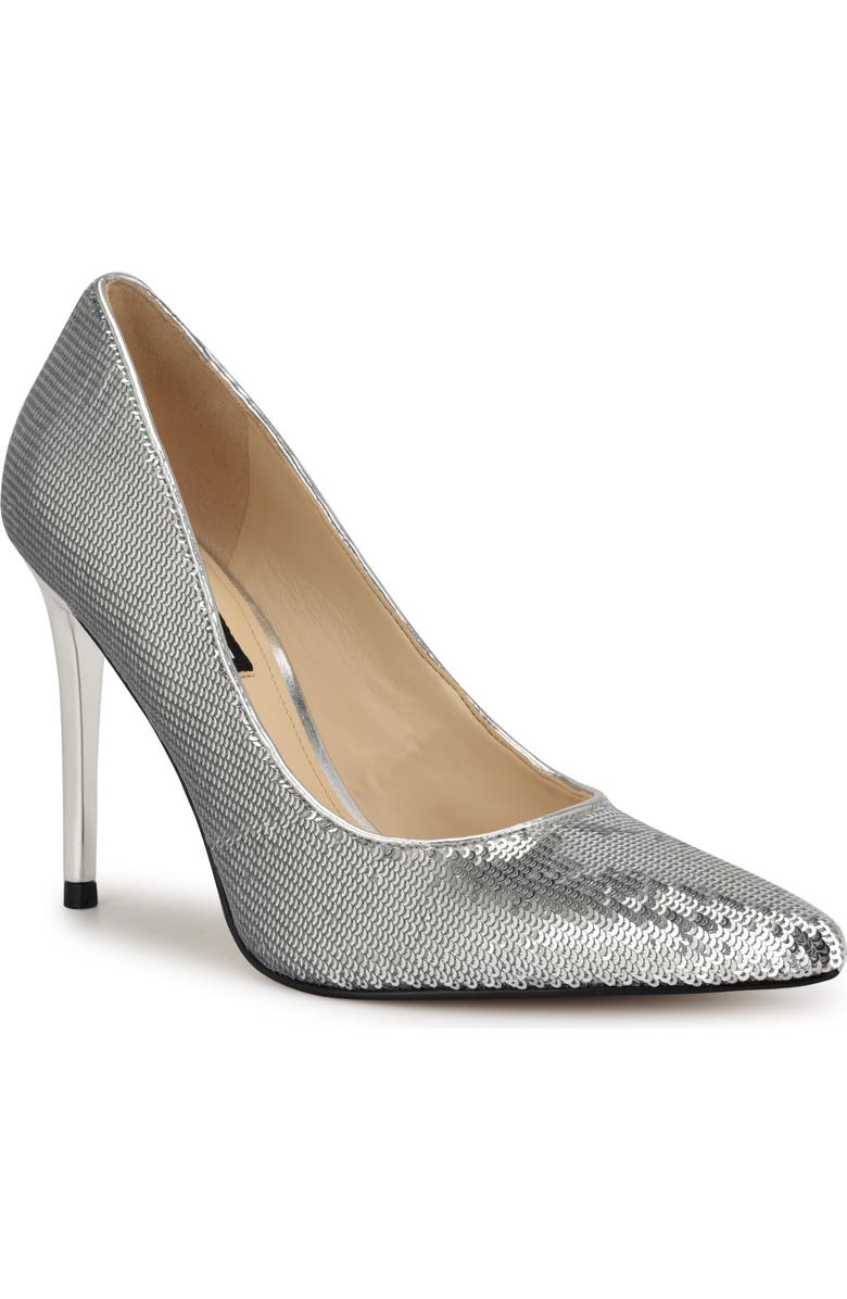 Nine West Fresh Pointed Toe Pump, Main, color, Silver Sequin