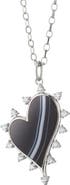 Monica Rich Kosann Black Agate Heart Pendant Necklace