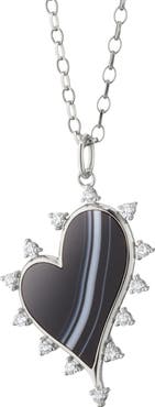 Monica Rich Kosann Black Agate Heart Pendant Necklace