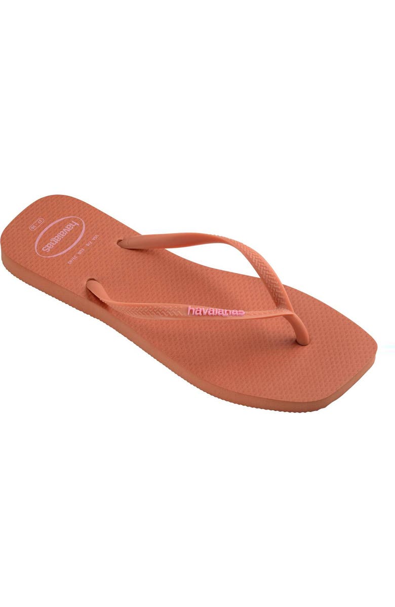 Havaianas Slim Square Logo Flip Flop, Main, color, Pink Clay