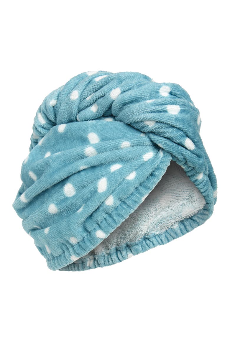 Terry Hair Towel, Main, color, BLUE CAMEO MULTI DOT