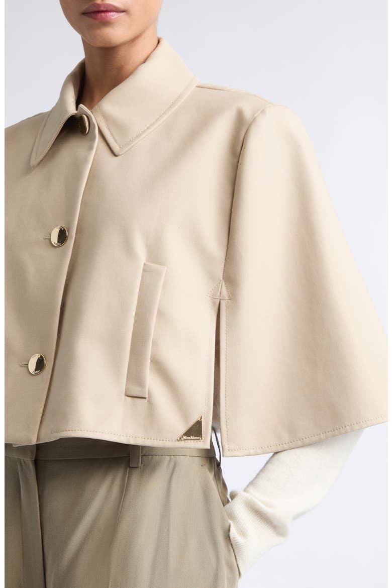Water Repellent Crop Cotton Gabardine Cape, Alternate, color, STONE