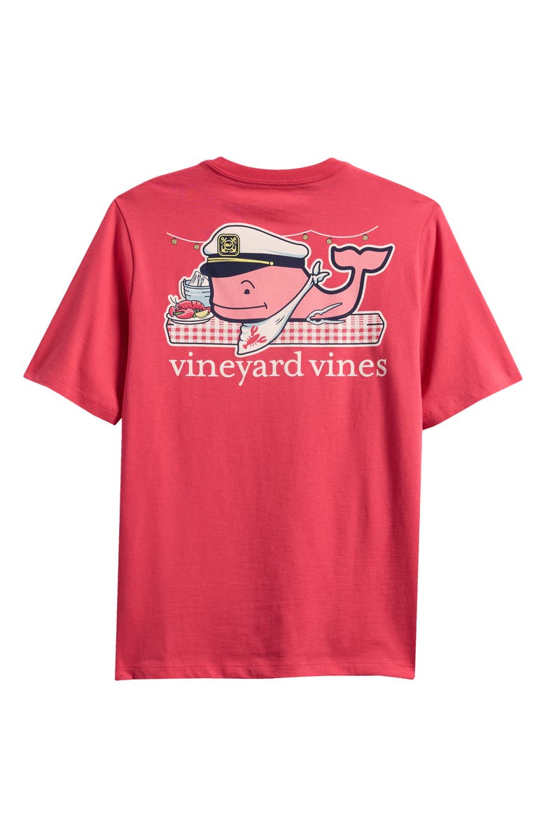 vineyard vines Kids' Lobster Bake Cotton Graphic Pocket T-Shirt, Alternate, color, Sailors Red