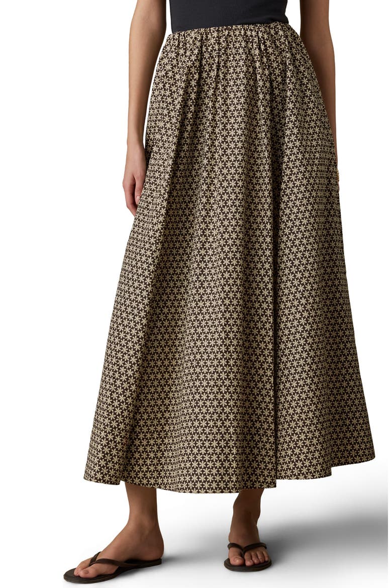 Nera Coastal Organic Cotton Poplin Midi Skirt, Main, color, BLOOM TRAIL FLORAL