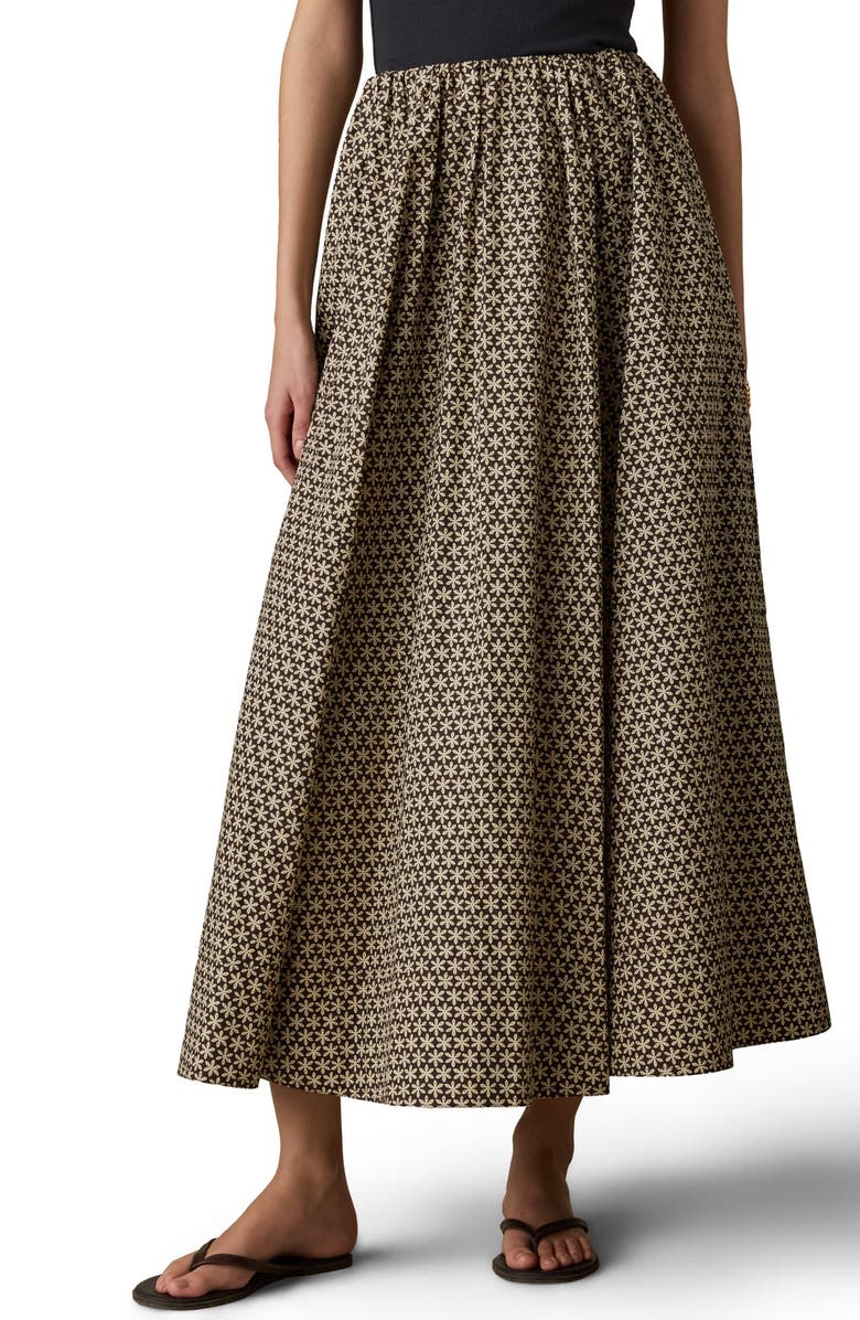 Faherty Nera Coastal Organic Cotton Poplin Midi Skirt, Main, color, Bloom Trail Floral
