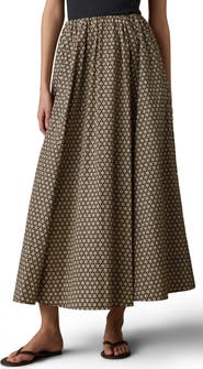 Faherty Nera Coastal Organic Cotton Poplin Midi Skirt