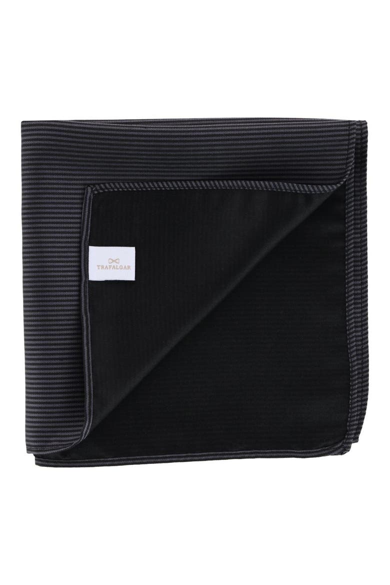 Leyton Stripe Silk Pocket Square, Alternate, color, GRAPHITE