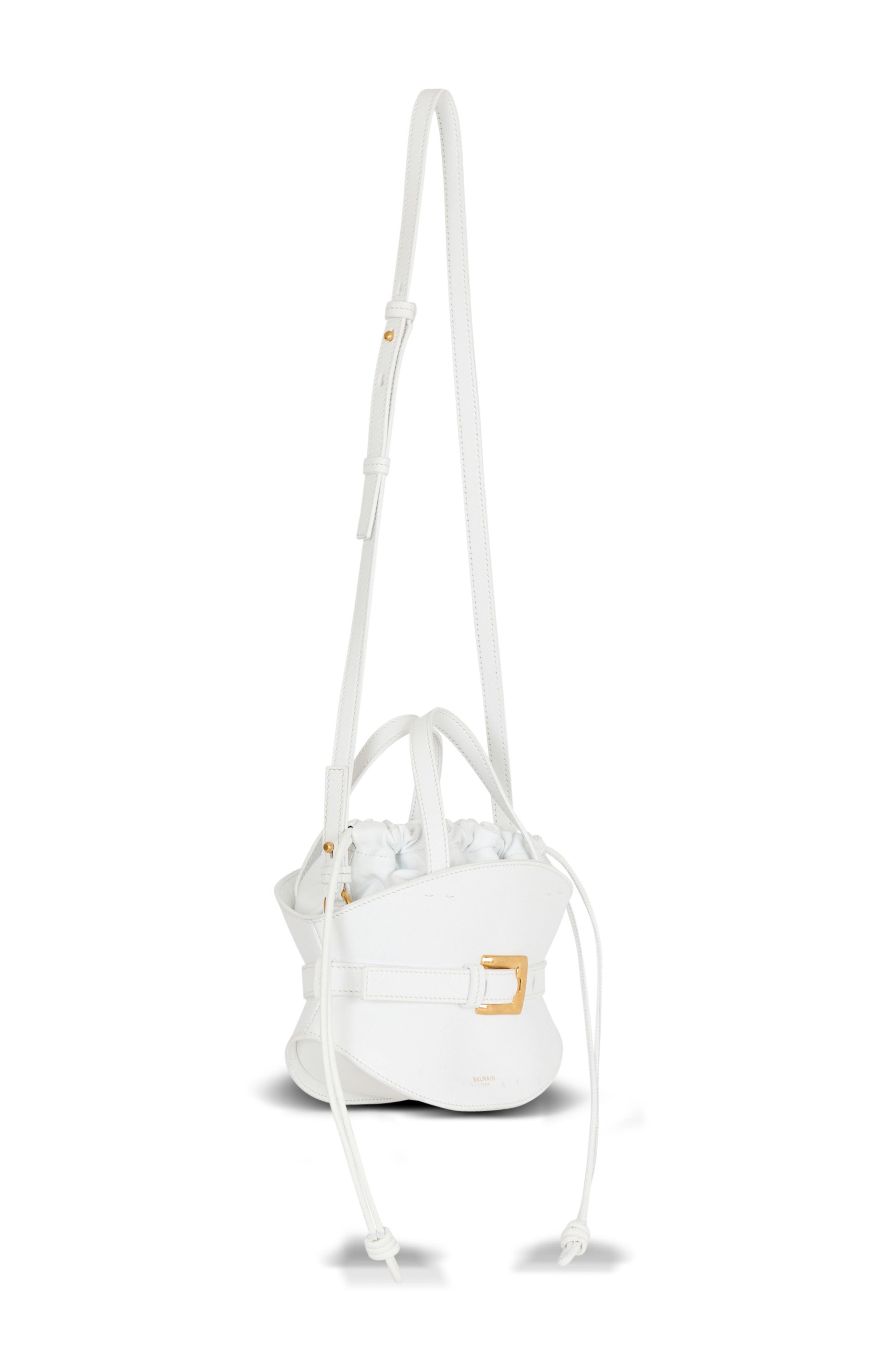 Balmain Shuffle Mini bag in calfskin leather, Alternate, color, White