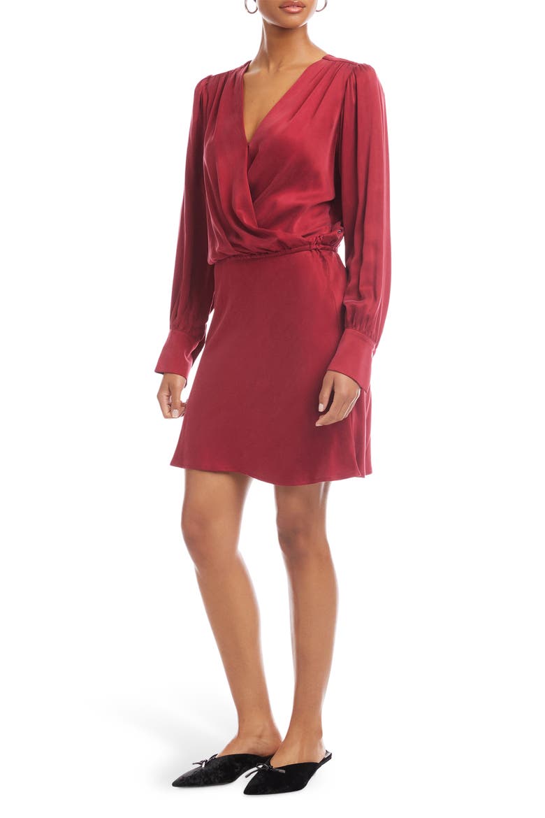 Denise Long Sleeve Minidress, Alternate, color, BRICK