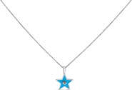 Haus of Brilliance Sterling Silver Blue Enamel and Diamond Accent Star Pendant Necklace