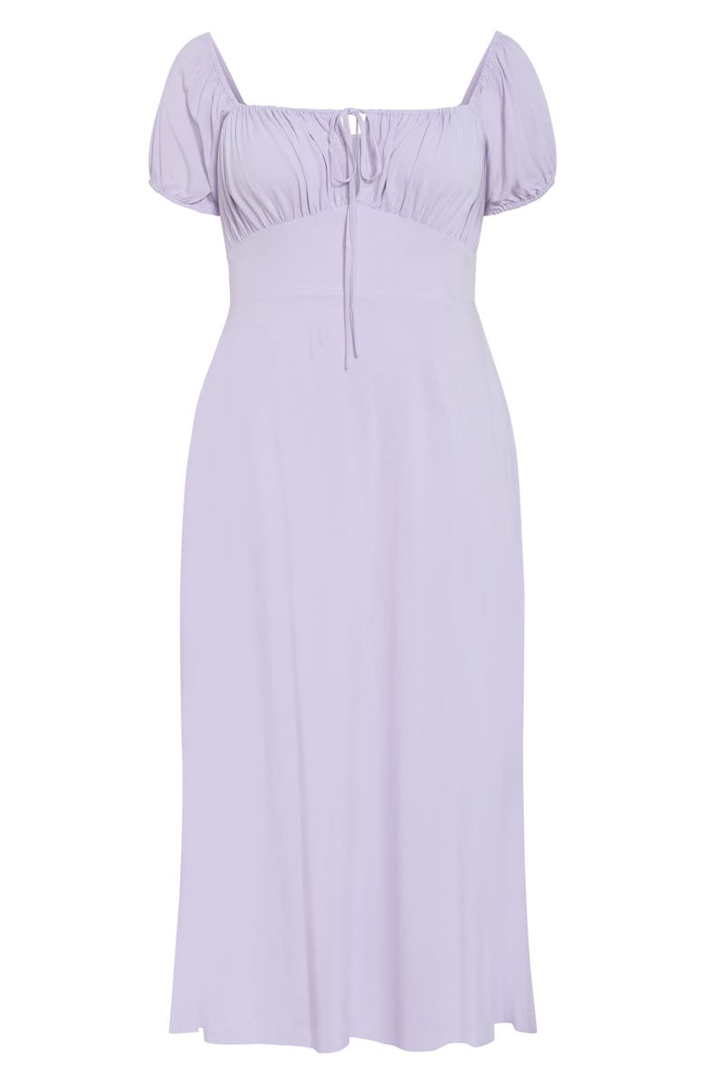 City Chic Abbie Peasant Midi Dress, Alternate, color, Lilac