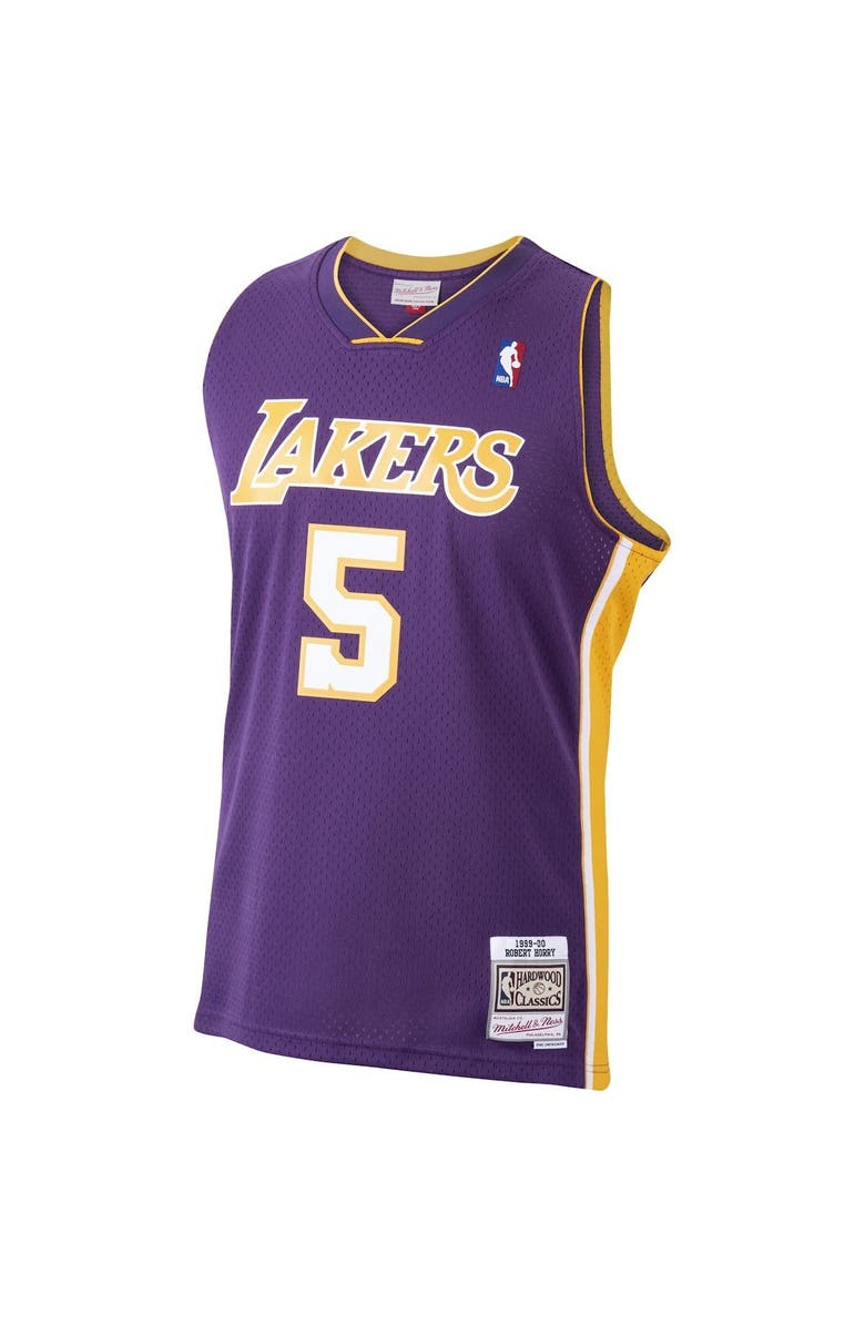 Mitchell & Ness Men's Mitchell & Ness Robert Horry Purple Los Angeles Lakers 1999/00 Hardwood Classics Swingman Jersey, Alternate, color,