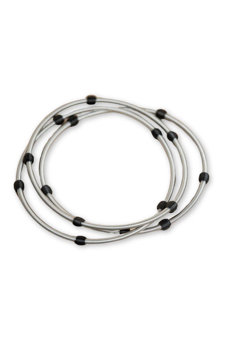 Emerson & Oliver Stainless Steel Beaded Dia Bracelets, Alternate, color, Stainless Steel/Black