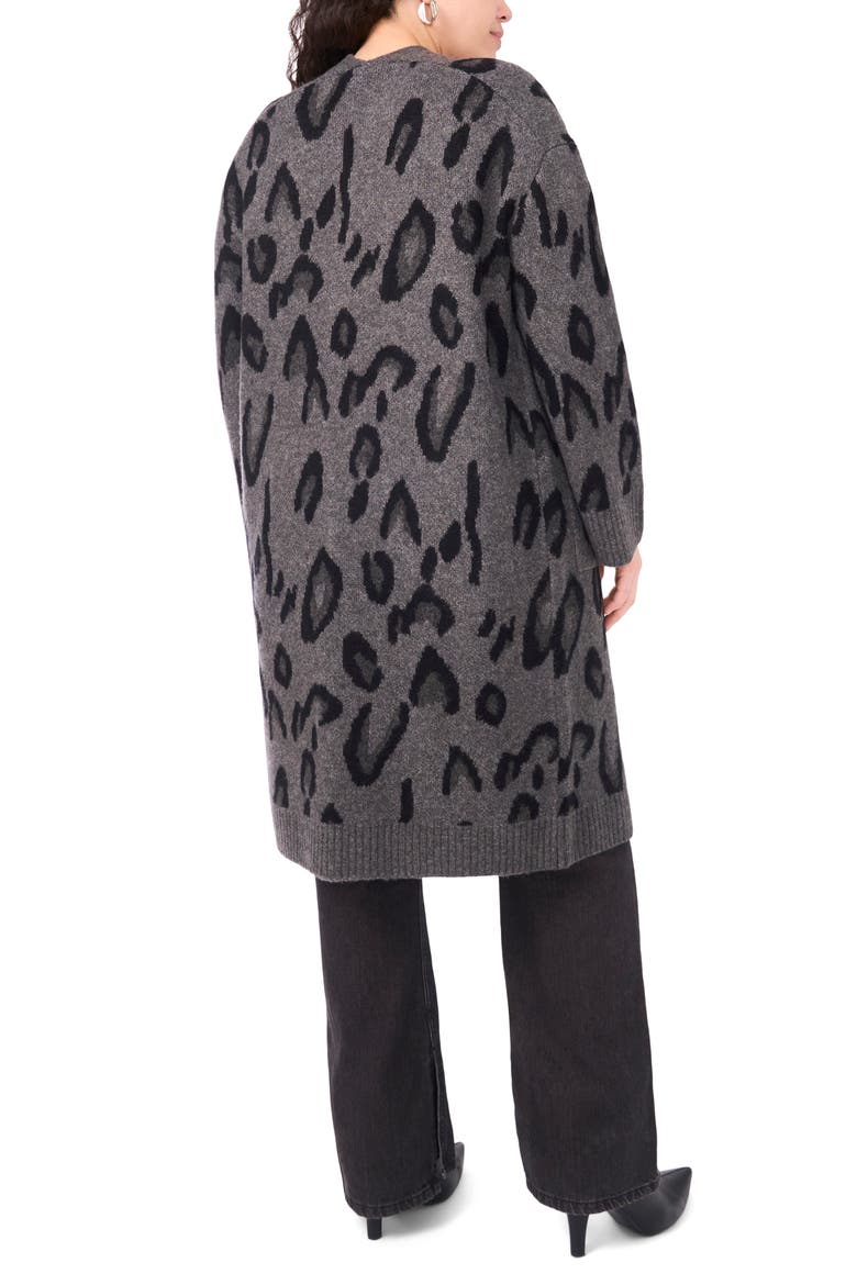 Animal Jacquard Longline Cardigan, Alternate, color, MEDIUM HEATHER GREY
