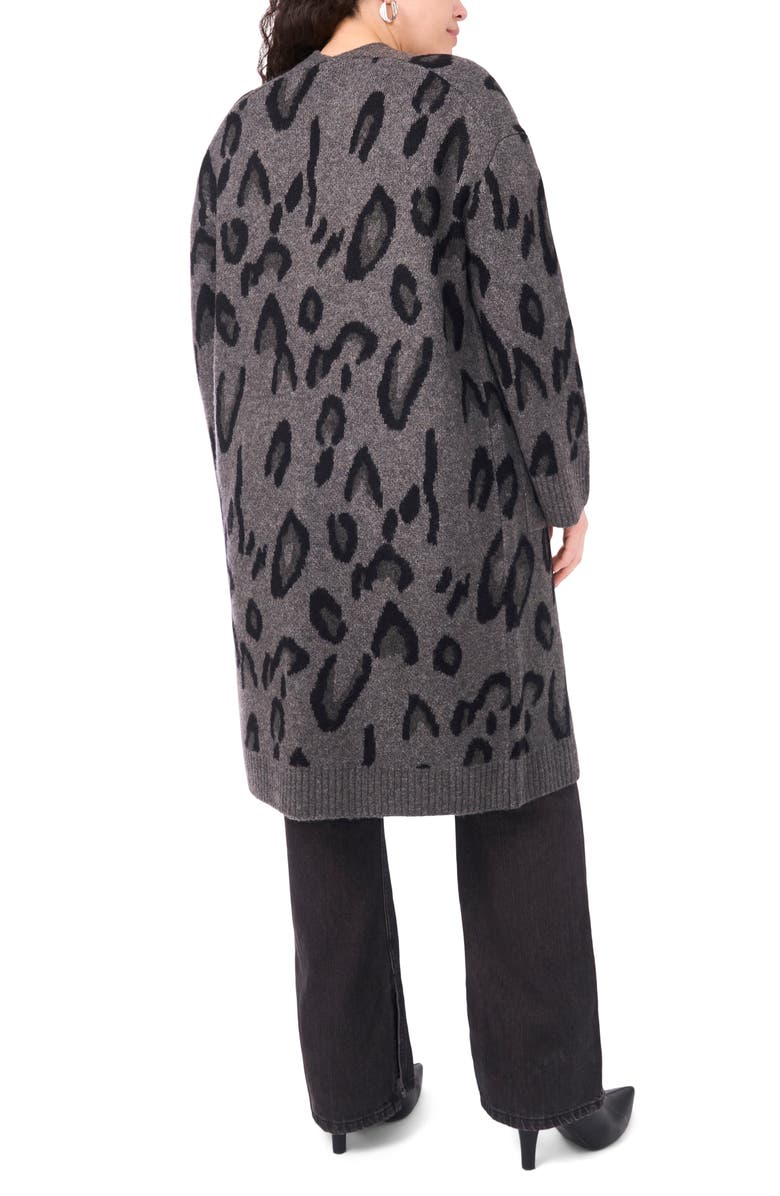 Vince Camuto Animal Jacquard Longline Cardigan, Alternate, color, Medium Heather Grey