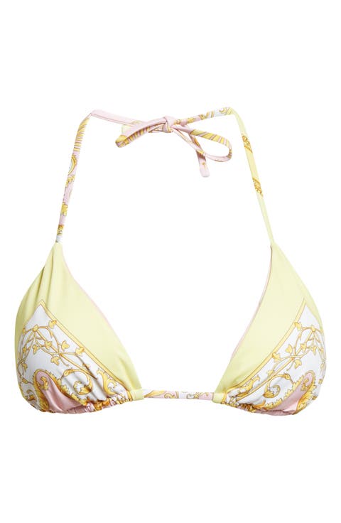 Barocco Print Triangle Bikini Top