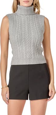 English Factory Cable Stitch Sleeveless Turtleneck Sweater
