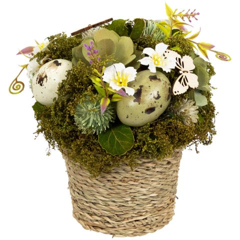 Butterflies and Easter Eggs Artificial Floral Arrangement - 7"