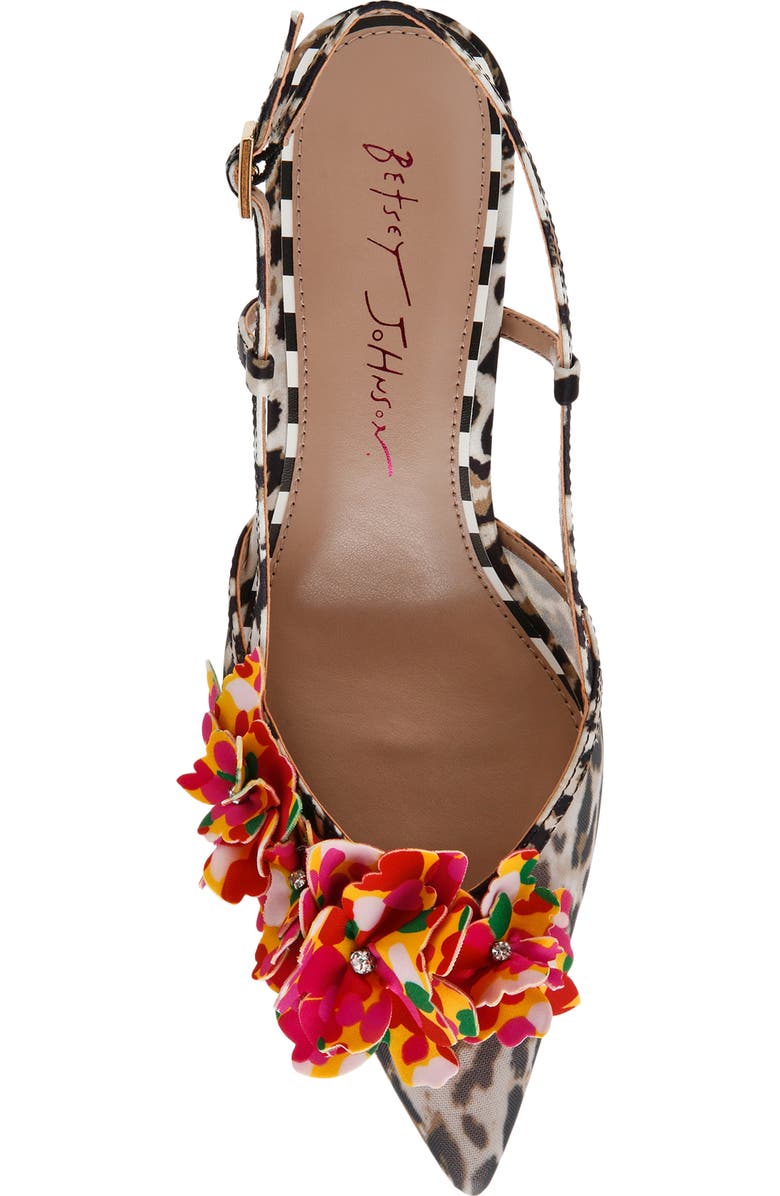 Betsey Johnson Baylee Pointed Toe Slingback Pump, Alternate, color, Leopard Multi