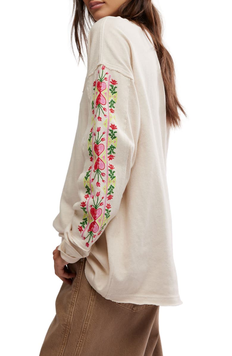 Free People All My Heart Embroidered T-Shirt, Alternate, color,