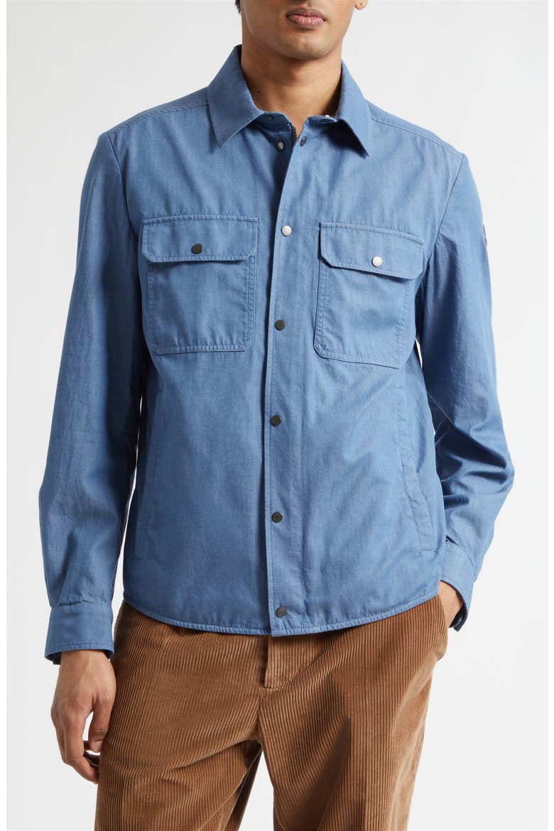 Logo Patch Denim Shirt Jacket, Main, color, BLUE HORIZON