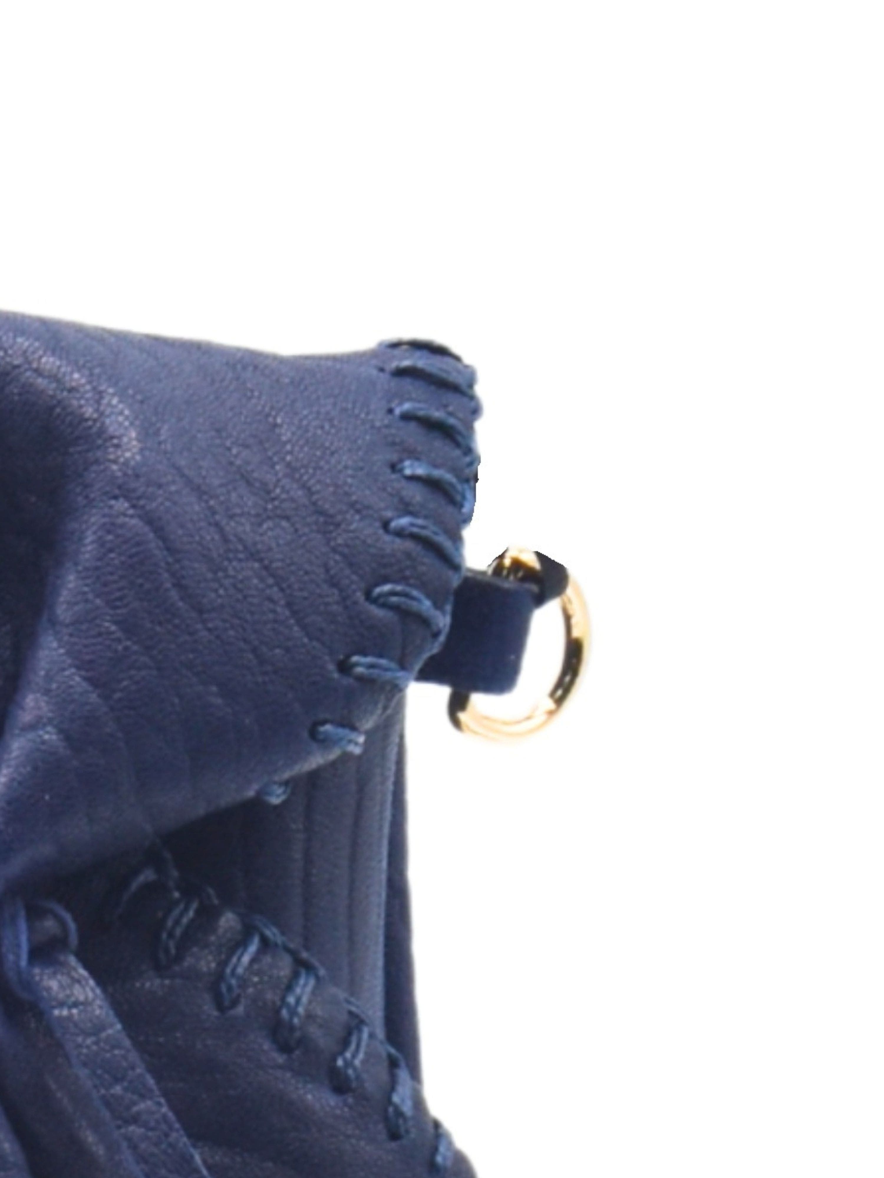 Carlos Falchi Cell Phone Butterly Lambskin Leather Bag, Alternate, color, Navy