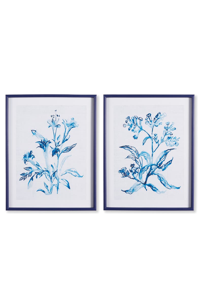 Napa Home & Garden Indigo Watercolor Botanical Prints Set Of 4, Alternate, color, Blue