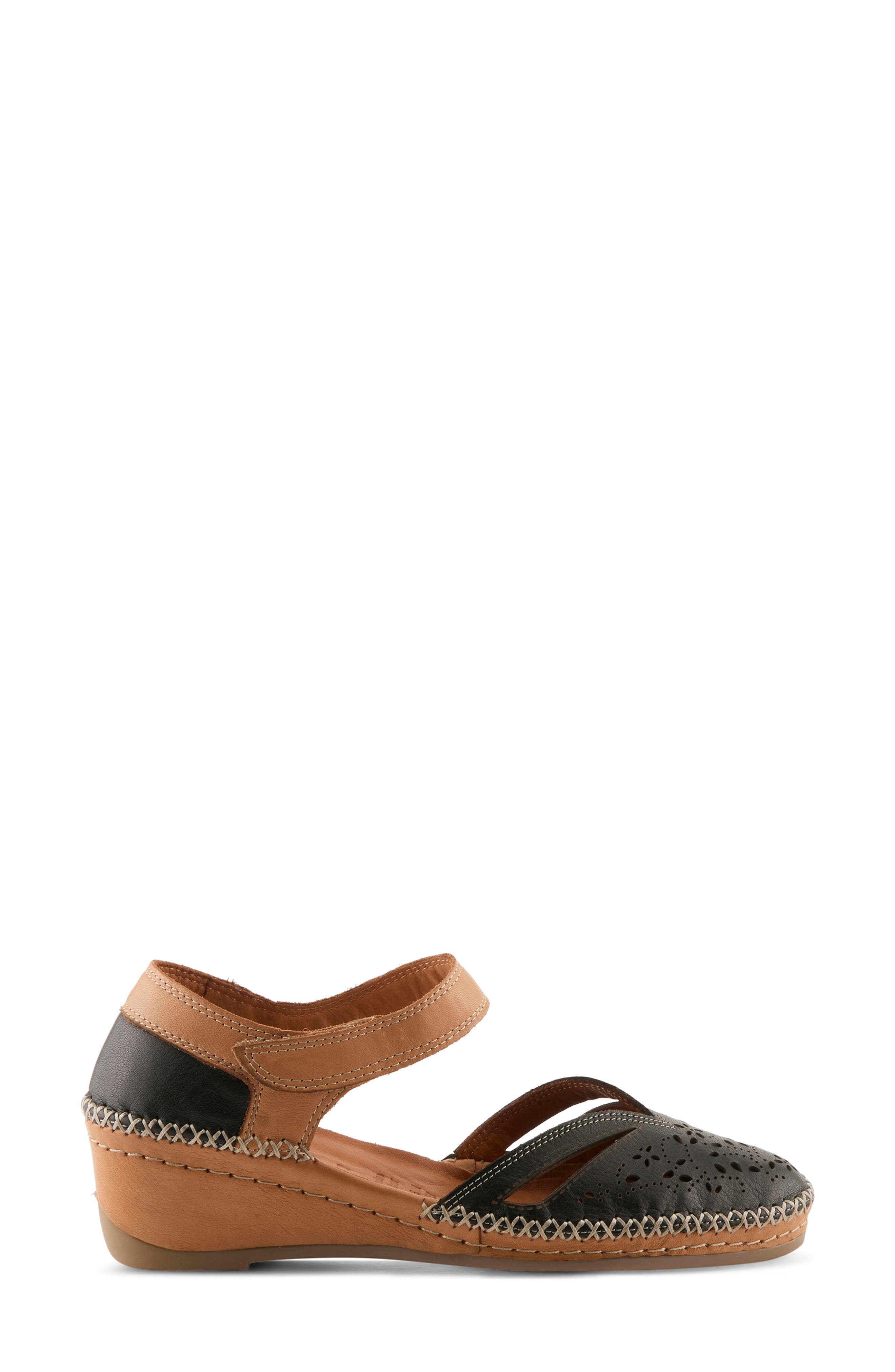 Spring Step Ezlyn Ankle Strap Wedge Pump, Alternate, color, Black Multi