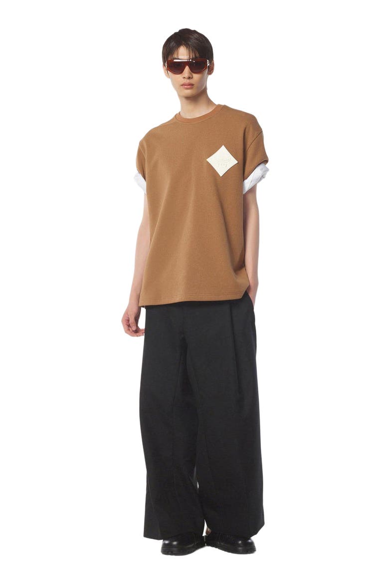 Logo Patch Bouclé T-Shirt, Main, color, Cognac