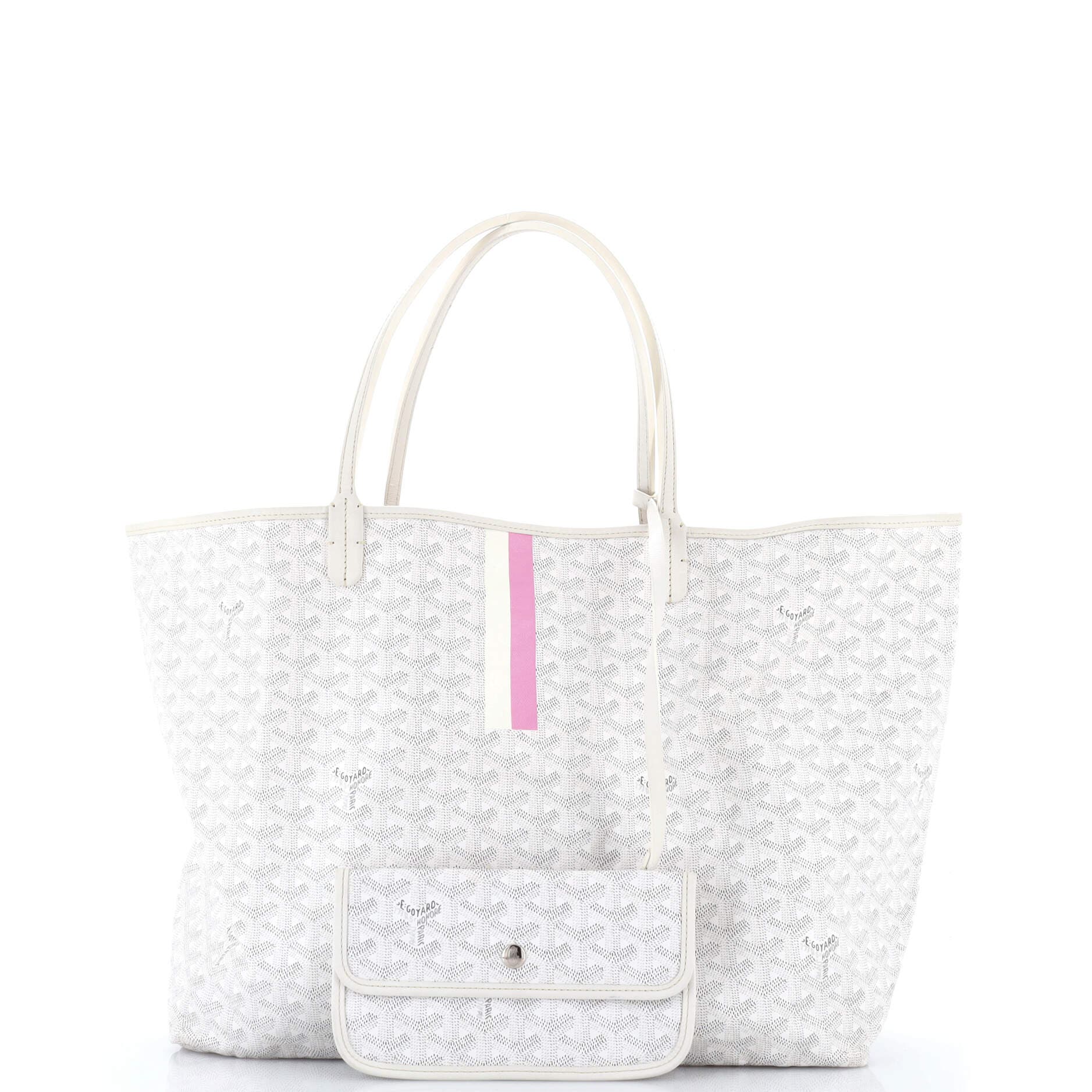 Pre-Owned Goyard Saint Louis Tote Printed Coated Canvas GM, Alternate, color, White