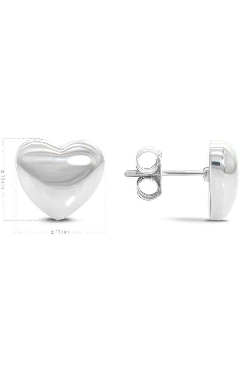 DEVATA Puffy Heart Stud Earrings in Sterling Silver, Alternate, color, Silver
