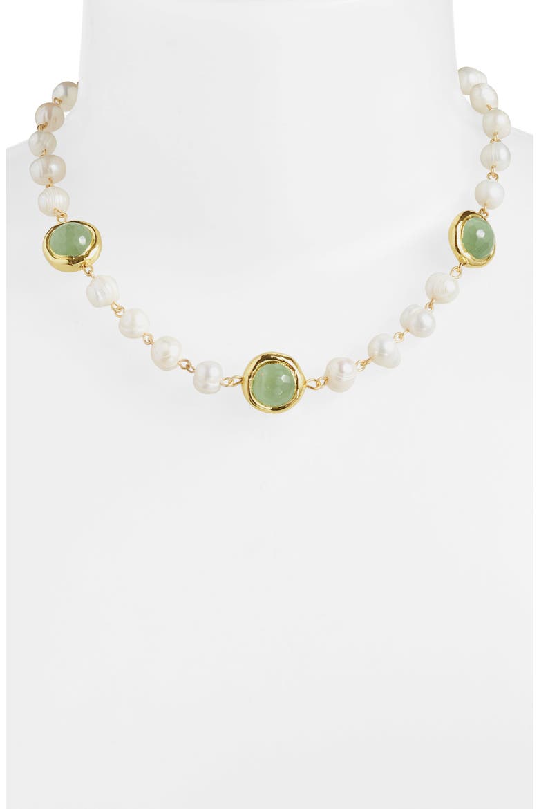 Crystal Station Cultured Pearl Necklace, Alternate, color, GOLD