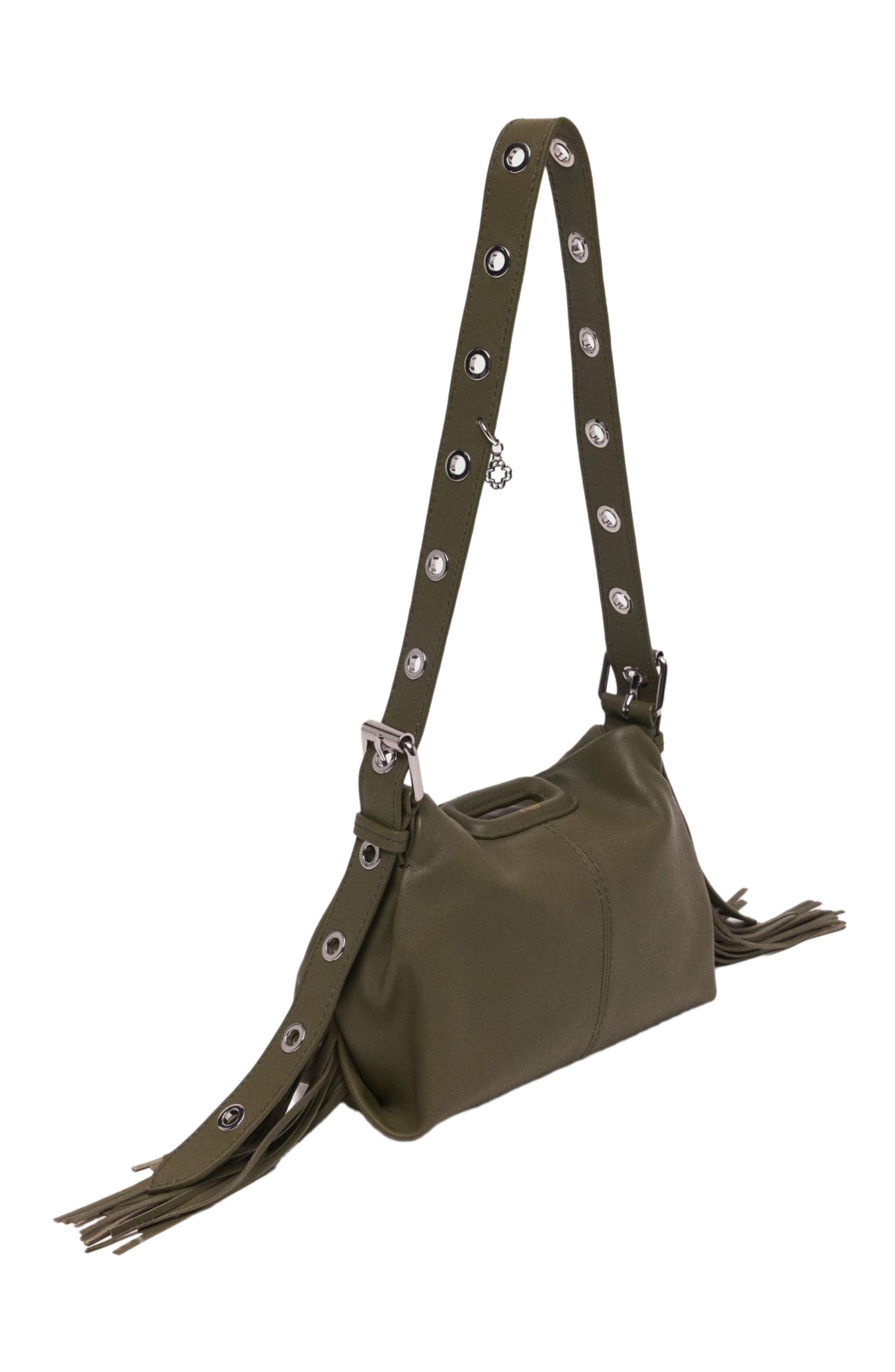 maje Miss M mini plain leather bag, Alternate, color, 