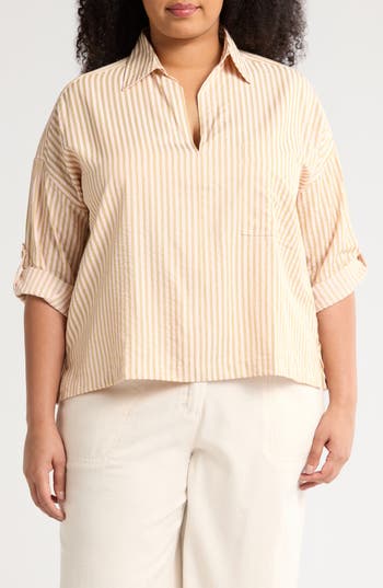 Max Studio Stripe Top In Blush